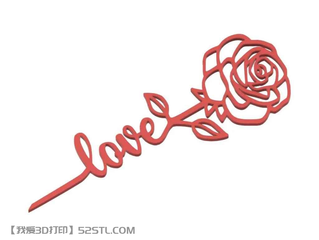 情人节玫瑰之爱-3d打印模型stl