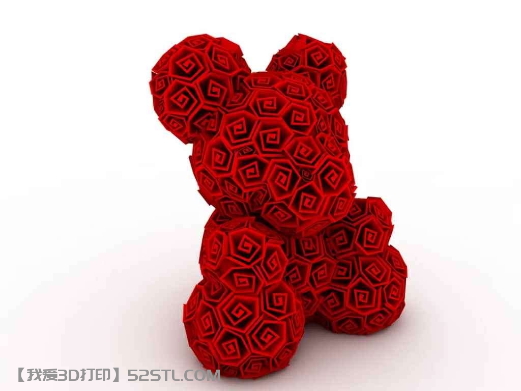 情人节玫瑰熊-3d打印模型stl