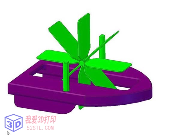 橡皮筋单体船桨船-3d打印模型stl下载效果图