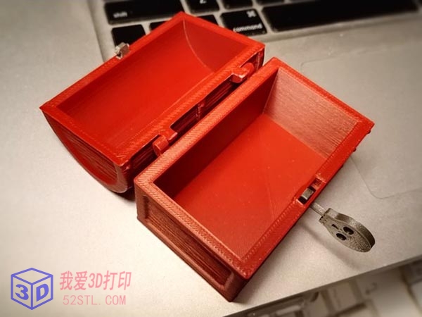 带锁的木纹储存箱-3d打印模型stl实物图