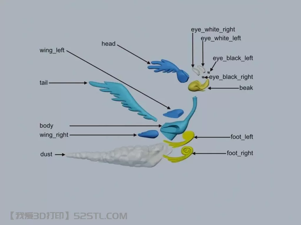 he Road Runner哔哔鸟-3d打印模型stl组装示意图