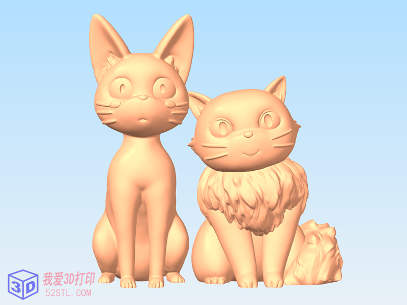 猫咪吉吉和莉莉-3d打印模型stl模型图