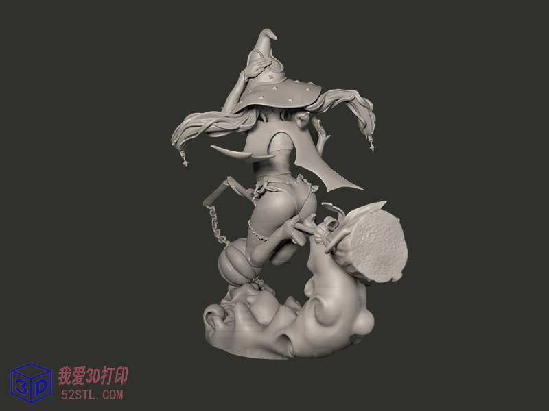 原神游戏手办-莫娜Mona万圣节手办-3d打印模型stl模型图