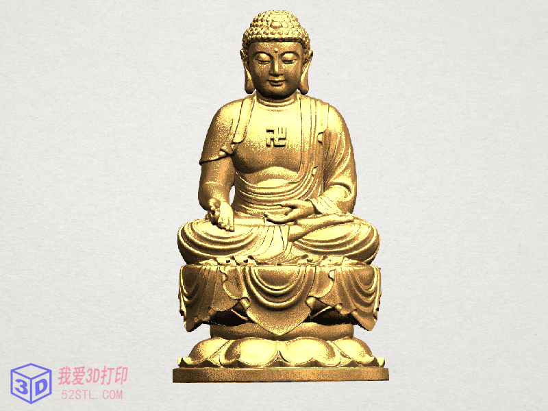 释迦牟尼佛坐像（南无阿弥陀佛）-3d打印模型stl图片