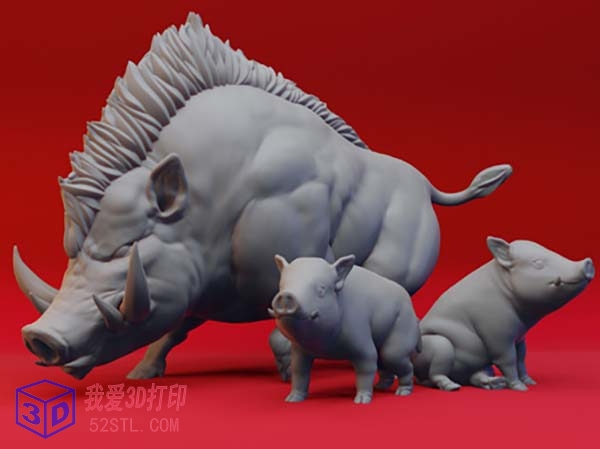 野猪的一家模型-3d打印模型stl免费下载-百度网盘下载【我爱3D打印】