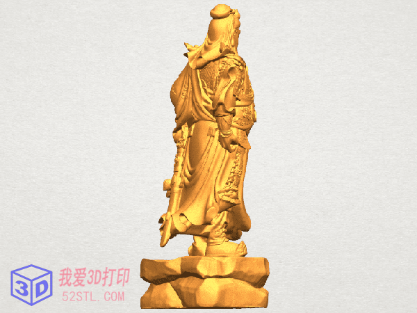 关公关二爷站立雕像-3d打印模型stl模型图