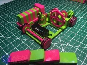 粉色和绿色多米诺骨牌机-3d打印模型stl下载-【我爱3D打印】