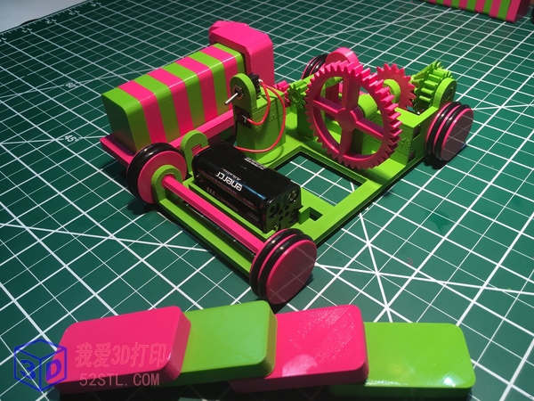 粉色和绿色多米诺骨牌机-3d打印模型stl下载