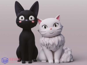 猫咪吉吉和莉莉-3d打印模型stl-【我爱3D打印】