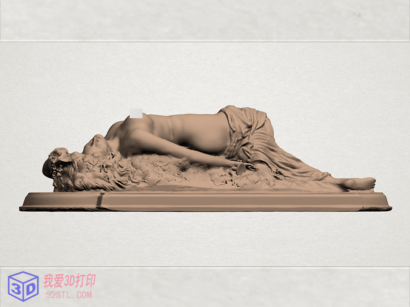 醉酒裸体美人出浴图模型-3d打印模型stl示意图
