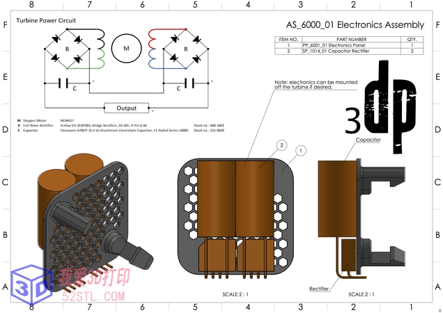 MKIII50瓦3d可打印风力涡轮机-3d打印stl文件下载装配图