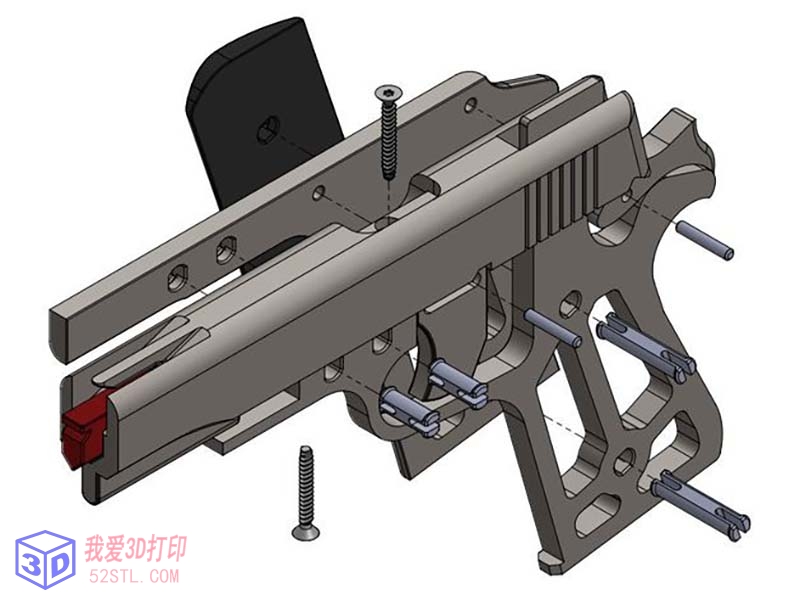 M1911 橡皮筋枪模型-3d打印模型stl效果图