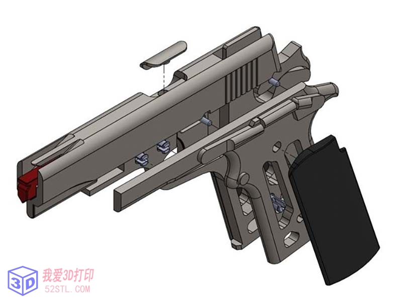M1911 橡皮筋枪模型-3d打印模型stl效果图