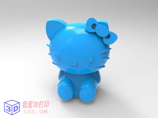 坐版可爱的Hello Kitty玩偶-3d打印模型stl格式-3d打印模型库-百度网盘下载【我爱3D打印】