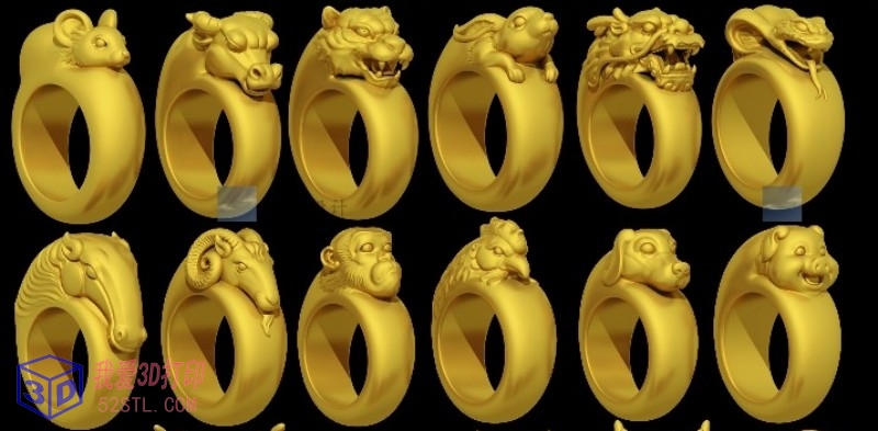 十二生肖戒指-3d打印模型stl积分下载-百度网盘云【我爱3D打印】