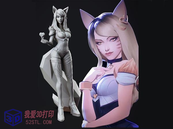 英雄联盟阿狸KDA手办-3d打印模型stl下载模型图