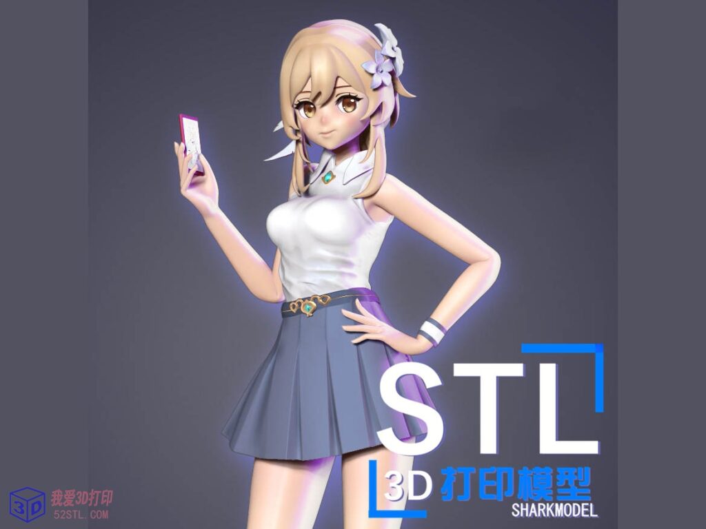 原神荧Lumine短裙职业装版手办-3d打印模型stl效果图