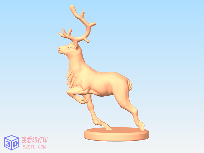 奔跑的驼鹿-3d打印模型stl免费下载-百度网盘云【我爱3D打印】