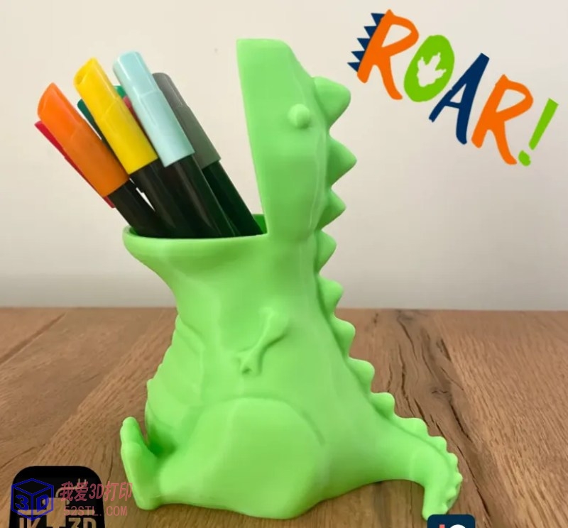 可爱恐龙笔筒-3d打印模型素材stl免费下载-百度网盘云【我爱3D打印】