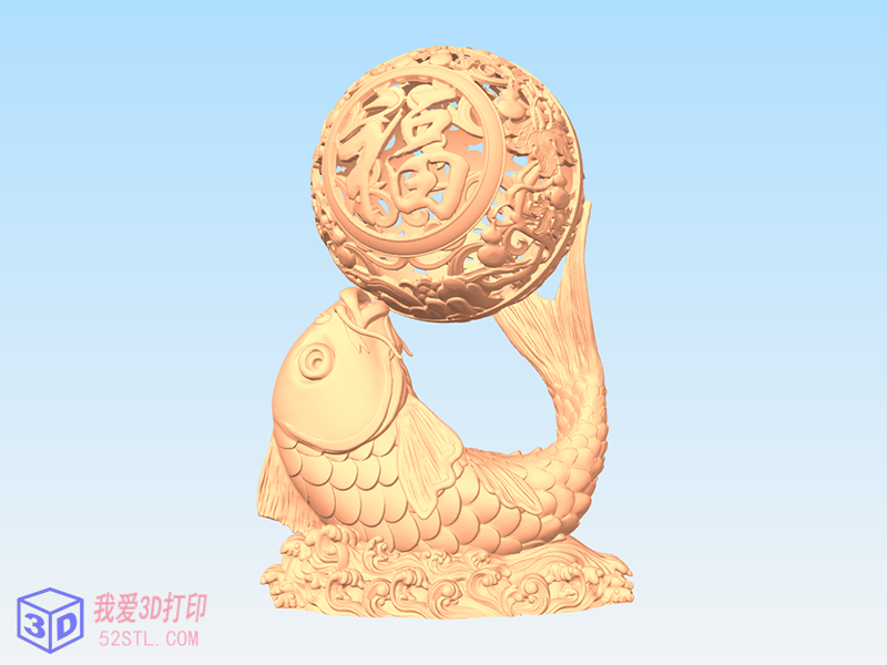 高精度鲤鱼送福-3d打印模型obj下载模型图