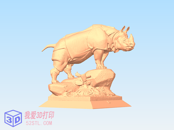 犀牛雕像-3d打印模型stl模型图
