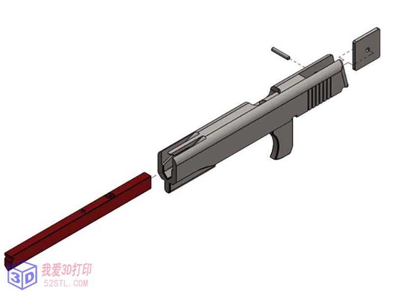 M1911 橡皮筋枪模型-3d打印模型stl效果图