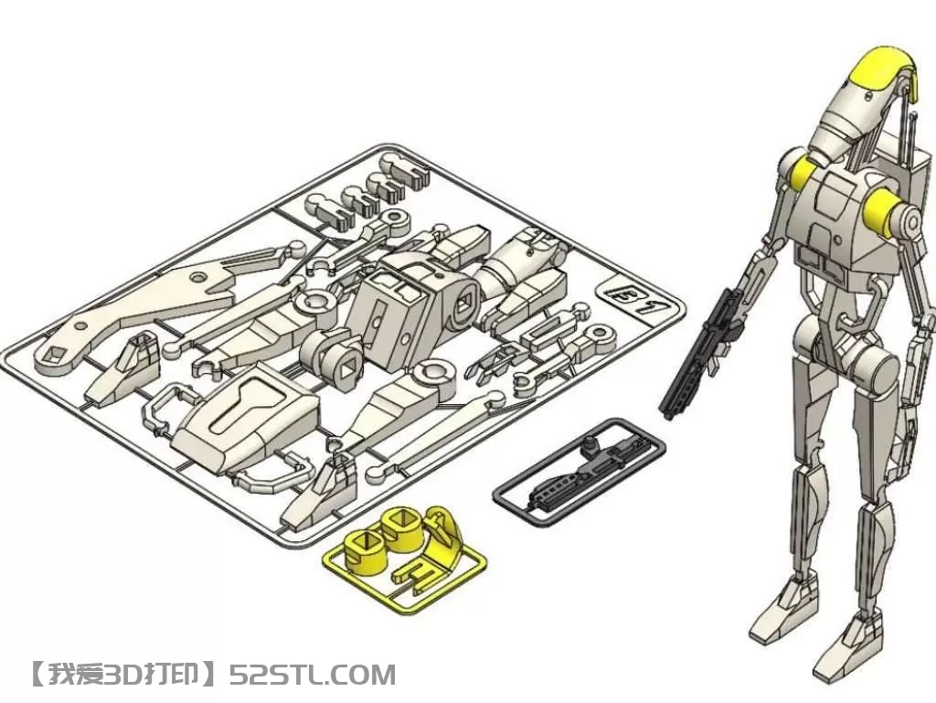 B1战斗机器人2.0星球大战套件卡-3d打印模型stl免费下载-百度网盘云【我爱3D打印】