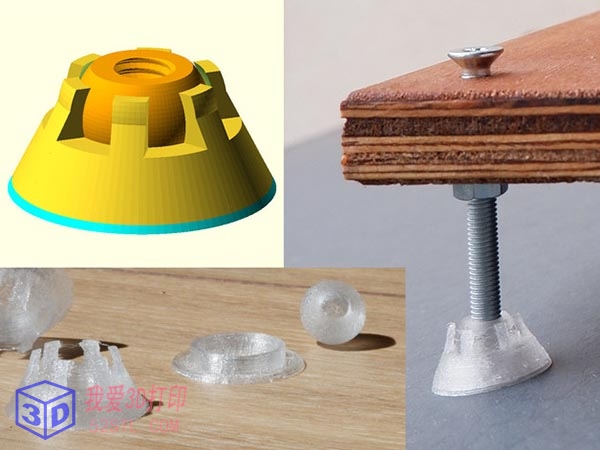 球形接头调平脚（M5）-3d打印模型stl免费下载-百度网盘云【我爱3D打印】