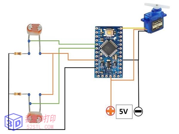 Arduino单轴太阳能跟踪器（含代码）-3d打印模型stl实物图