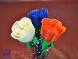 带茎带叶的玫瑰-3d打印模型stl下载-【我爱3D打印】