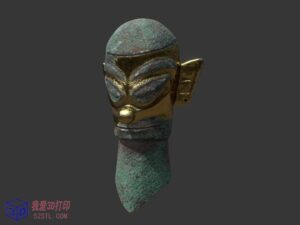 三星堆金面罩青铜人头像-3d打印模型stl下载-【我爱3D打印】