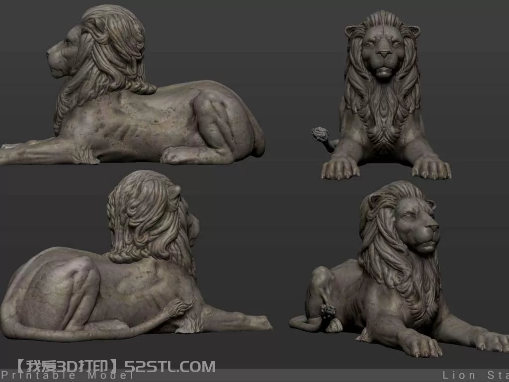 坐姿狮子雕像-3d打印模型stl