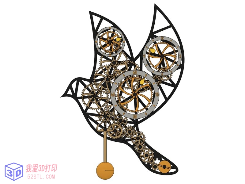 精美机械挂钟-3d打印模型stl