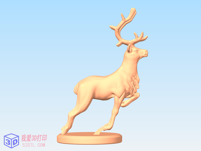 奔跑的驼鹿-3d打印模型stl下载模型图