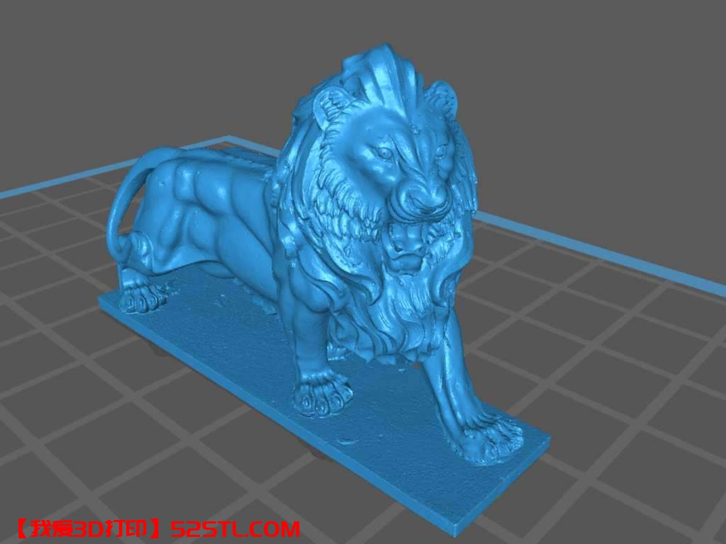怒吼的雄狮雕像-3d打印模型obj模型图