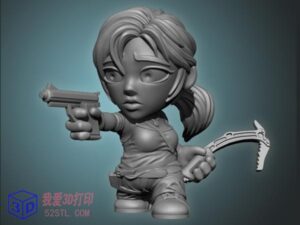 古墓丽影Q版劳拉克罗夫特手办-3d打印模型obj下载-【我爱3D打印】