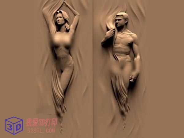 男人和女人艺术雕塑-3d打印模型stl