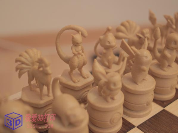 口袋妖怪国际象棋套装-3d打印模型stl下载实物图