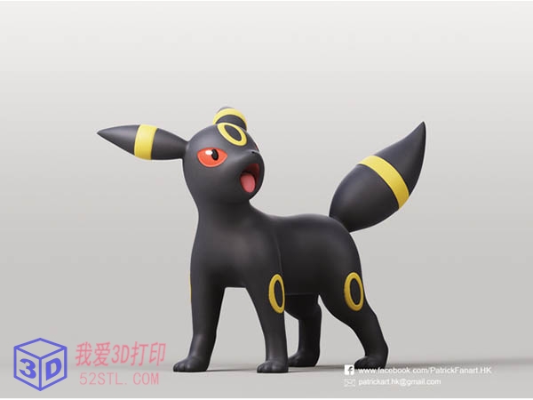 宠物小精灵（Umbreon）宝可梦（口袋妖怪）-3d打印模型stl下载-3d打印模型stl免费积分下载-百度网盘云下载【我爱3D打印】