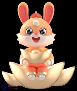 兔年大吉之财神兔-3d打印模型stl-【我爱3D打印】