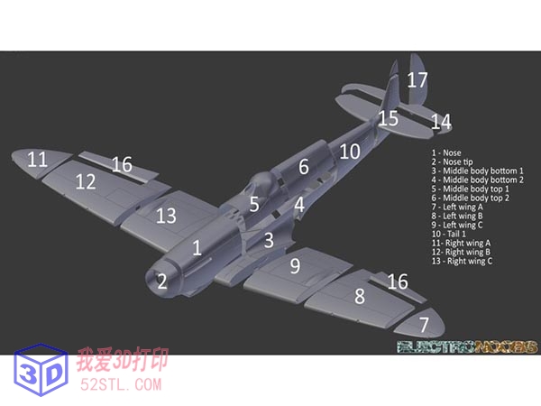 3D打印遥控飞机-3d打印模型stl组装图
