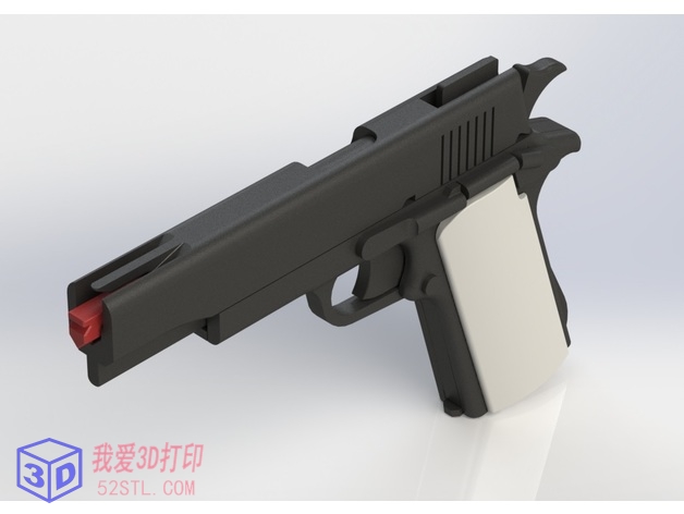 M1911 橡皮筋枪模型-3d打印模型stl效果图