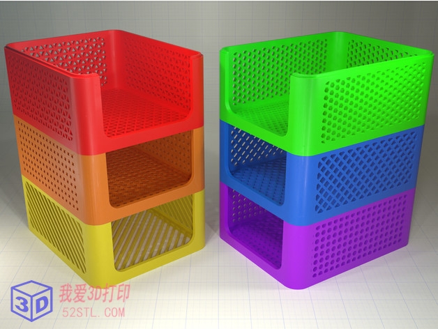 可堆叠镂空存储盒-3d打印模型stl下载