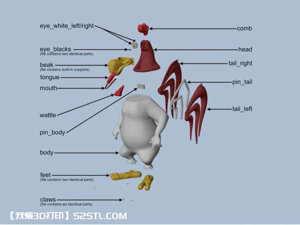 来亨鸡福亨-3d打印模型stl