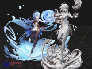 原神-菲谢尔Fischl场景手办-3d打印模型stl下载-【我爱3D打印】